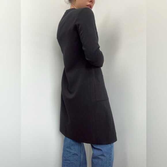 YSL Vintage Black Wool Cardigan Dress 3/4 Sleeve Large Gold Buttons Size M - Picture 4 of 14